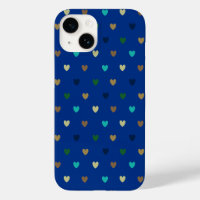 Polka hearts in peacock blue shades