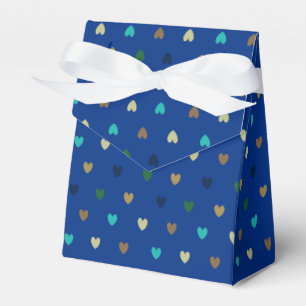Polka hearts in peacock blue shades favour box