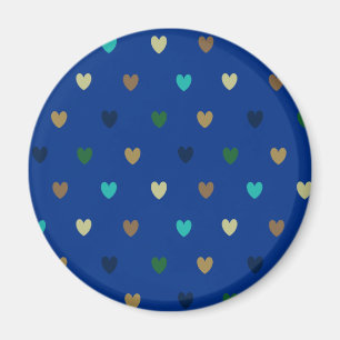 Polka hearts in peacock blue shades magnet