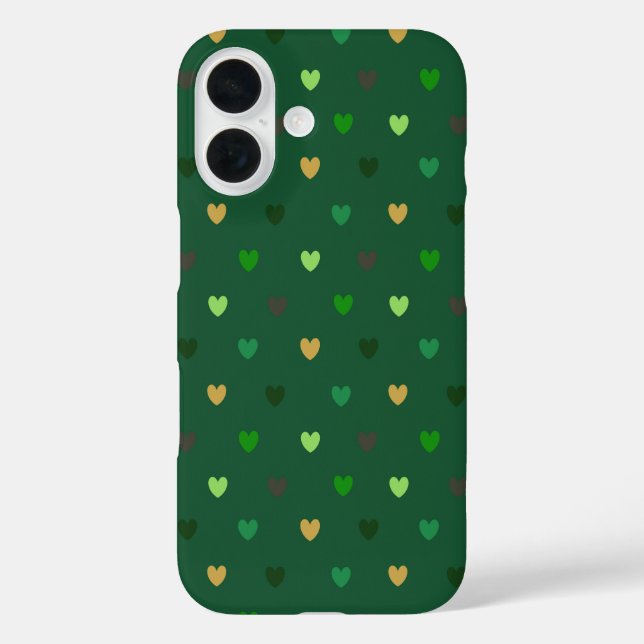 Polka hearts on forest green Case-Mate iPhone case (Back)