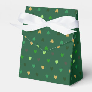 Polka hearts on forest green favour box