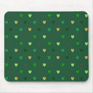 Polka hearts on forest green mouse pad