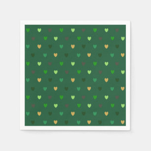 Polka hearts on forest green napkin