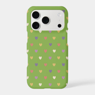 Polka hearts on greenery green