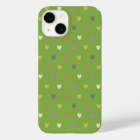 Polka hearts on greenery green