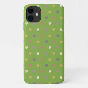 Polka hearts on greenery green Case-Mate iPhone case