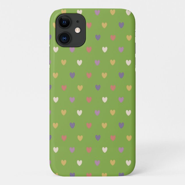 Polka hearts on greenery green Case-Mate iPhone case (Back)