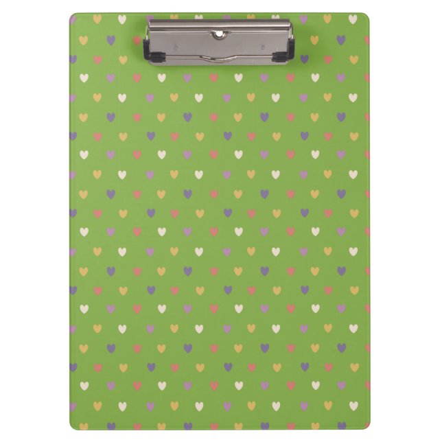 Polka hearts on greenery green clipboard (Front)