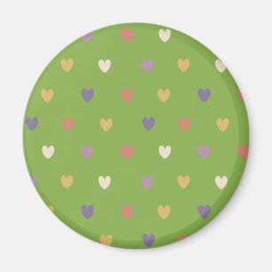 Polka hearts on greenery green magnet