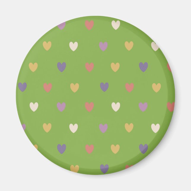 Polka hearts on greenery green magnet (Front)