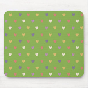 Polka hearts on greenery green mouse pad