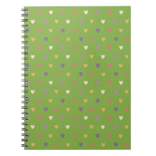 Polka hearts on greenery green notebook