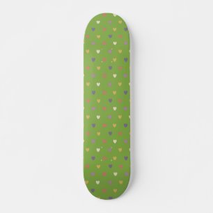 Polka hearts on greenery green skateboard