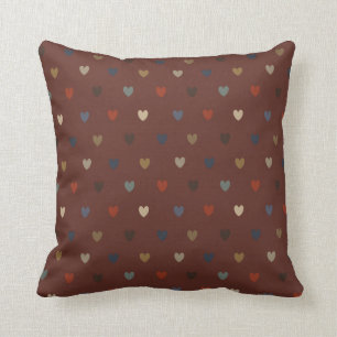 Polka hearts on kilim brown cushion