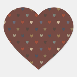 Polka hearts on kilim brown heart sticker
