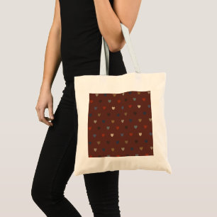 Polka hearts on kilim brown tote bag