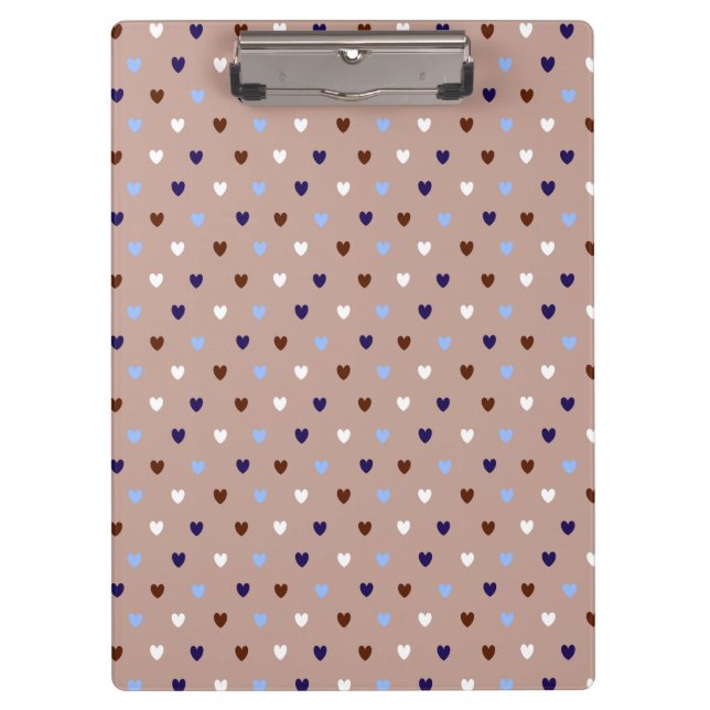 Polka hearts on pale brown clipboard (Front)