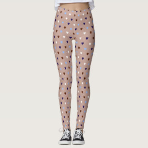 Polka hearts on pale brown leggings