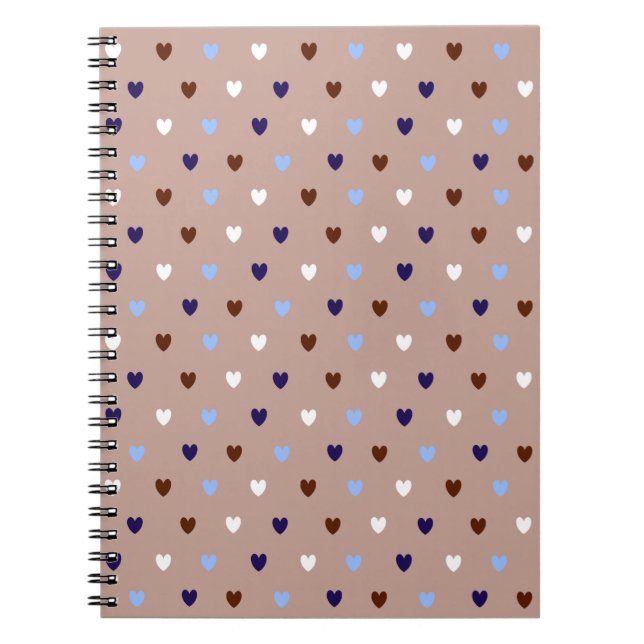 Polka hearts on pale brown notebook (Front)