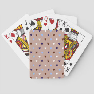 Polka hearts on pale brown playing cards