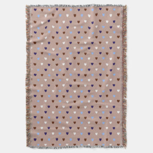 Polka hearts on pale brown throw blanket
