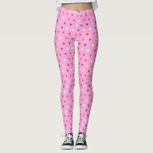 Polka hearts on pink leggings
