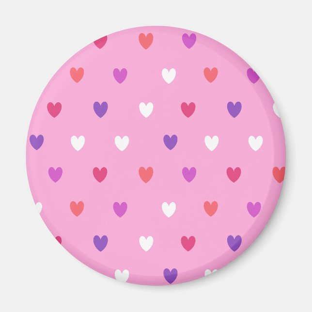 Polka hearts on pink magnet (Front)