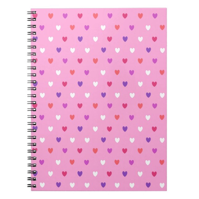 Polka hearts on pink notebook (Front)