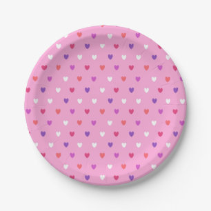 Polka hearts on pink paper plate