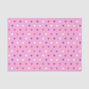 Polka hearts on pink tissue paper