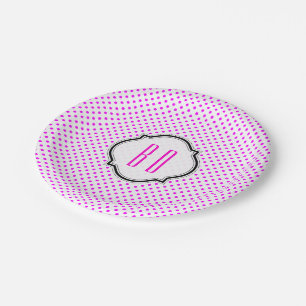 Polka Punkte Dots Muster mit Monogram Paper Plate
