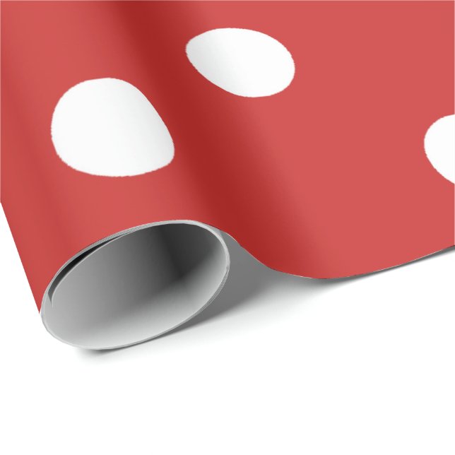 Polka Small Dots Ladybird Vivid Red Ruby White Wrapping Paper (Roll Corner)