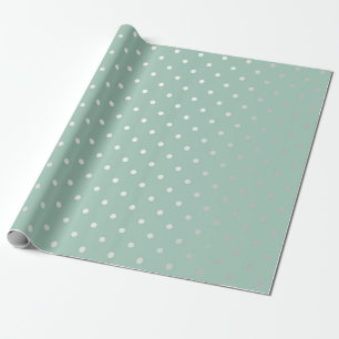 Polka Tiny Small Dots Silver Grey Mint Green Paste Wrapping Paper