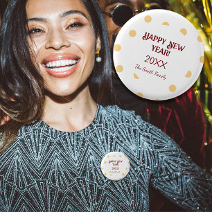 Polka yellow New Year's Eve Party  3 Cm Round Badge