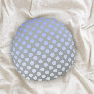 Polkadot Blue Silver Round Cushion