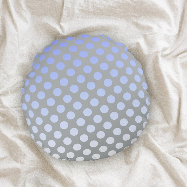 Polkadot Blue Silver Round Cushion (Creator Uploaded)