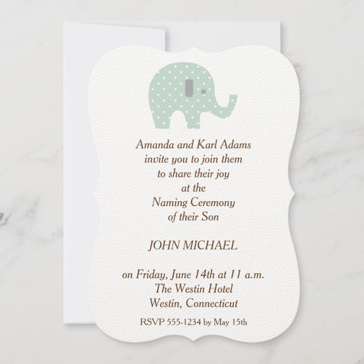 PolkaDot Elephant baby Boy Naming Ceremony Invite PolkaDot Elephant baby Boy Naming Ceremony Invite