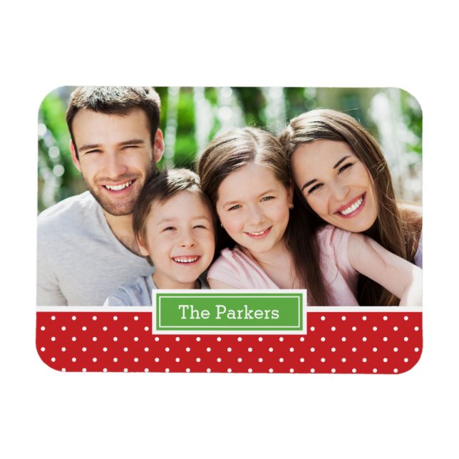 Polkadot Holiday Monogram Photo Magnet (Horizontal)