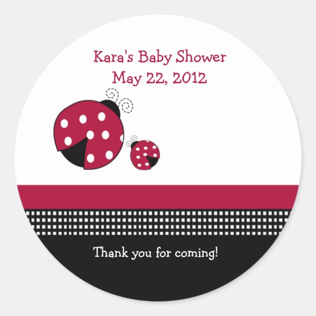 Polkadot Ladybug Baby Shower Favour Sticker (Front)