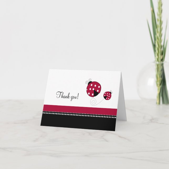 Polkadot Ladybug Folded Thank you notes (Front)