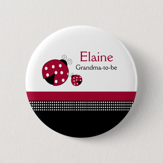 Polkadot Ladybug NAME TAG Personalised Button (Front)