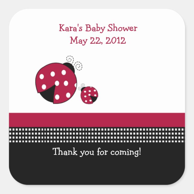 Polkadot Ladybug SQUARE Favour Sticker (Front)