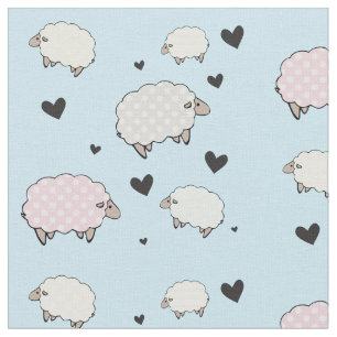 Polkadot Pastel Sheep Fabric