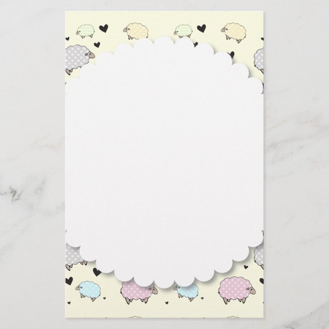Polkadot Pastel Sheep Stationery (Front)