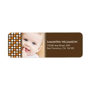 Polkadot Photo Return Address Labels (orange)