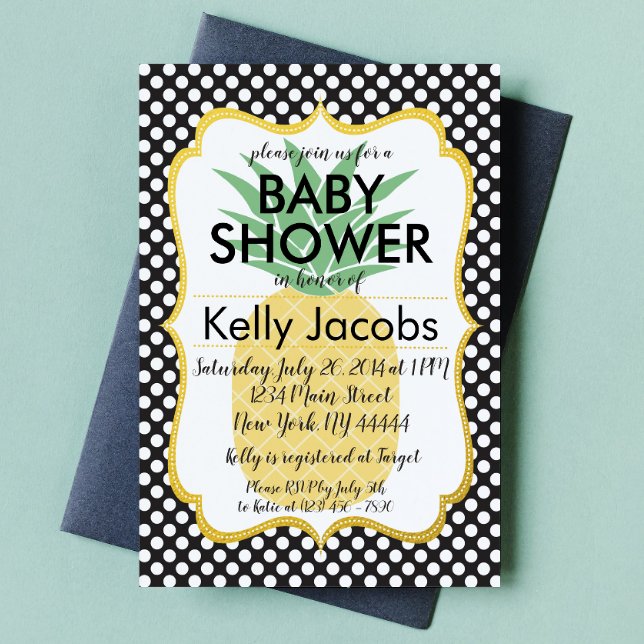 Polkadot Pineapple Baby Shower Invitation (Creator Uploaded)