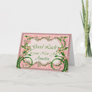 Polkadot Pink Good Luck in the New Job Card