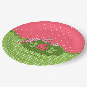 Polkadot Roses, Lt.Pink-Paper Party Plates