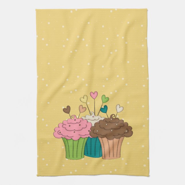 Polkadots and Cupcakes Tea Towel (Vertical)