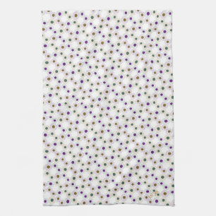 Polkadots (gold/green/purple) tea towel